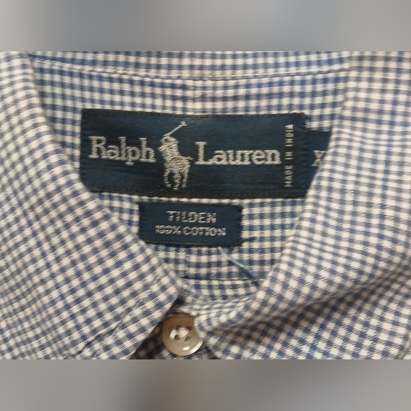 Ralph Lauren - Blue & White Checkered, Button Down Collar, Short Sleeve,... - Picture 5 of 11